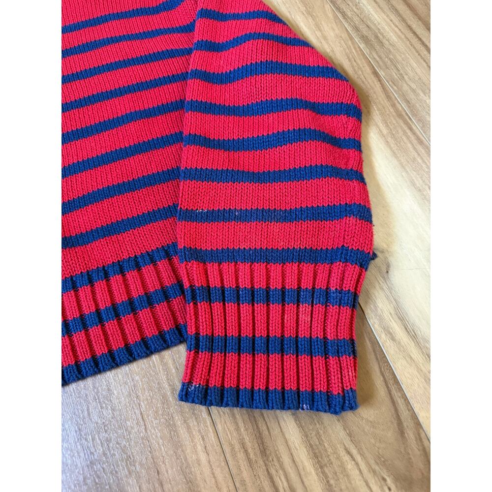 J.Crew Striped Rollneck Sweater Women L Red Navy Crewneck Chunky Knit Pullover - Picture 7 of 7
